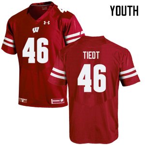 Youth Wisconsin Badgers NCAA #46 Hegeman Tiedt Red Authentic Under Armour Stitched College Football Jersey VX31T42BH